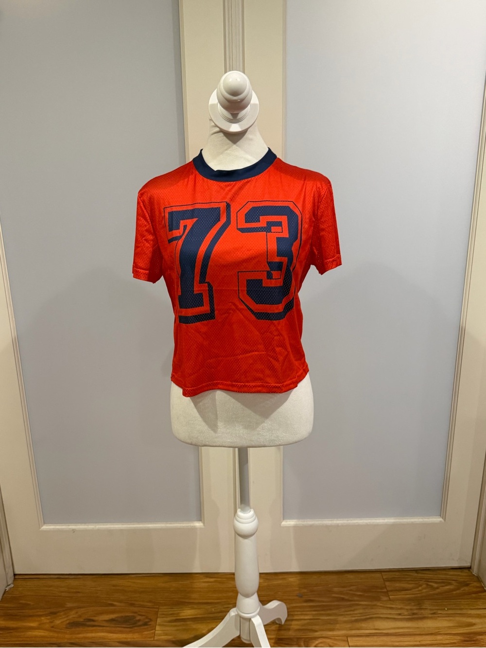 Red Mesh Number 73 Crop Tee - Unbranded